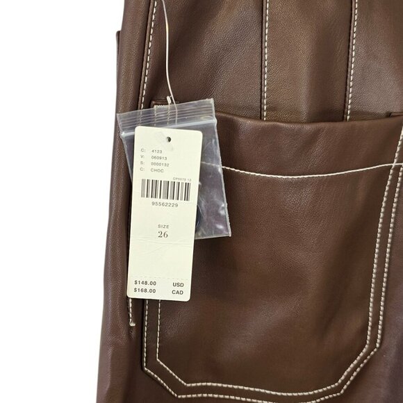 Anthropologie Maeve The Colette Crop Wide-Leg Pants, Faux-Leather Top-Stitch, 26 - Picture 4 of 10